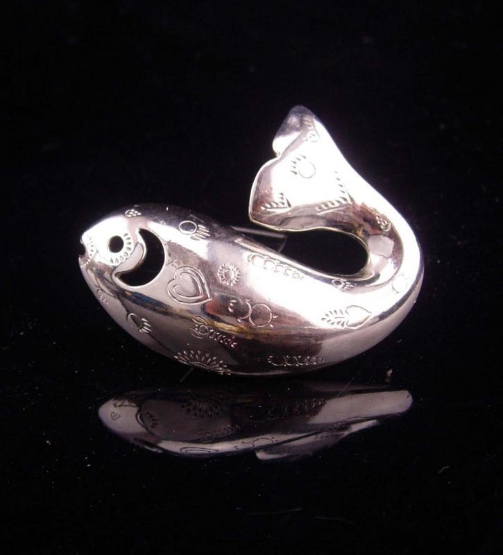 Signed fish brooch / vintage silver whale / starfish nautical gift / Trifari mermaid gift / Aquarius birthday / february birthday gift
