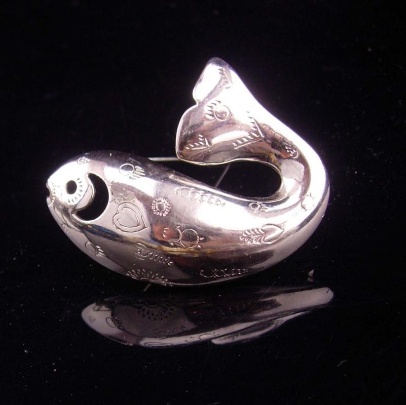 Signed fish brooch / vintage silver whale / starfish nautical gift / Trifari mermaid gift / Aquarius birthday / february birthday gift
