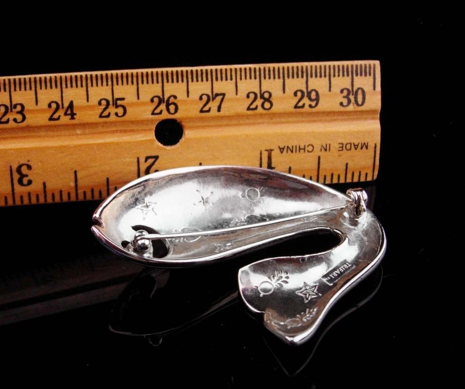 Signed fish brooch / vintage silver whale / starfish nautical gift / Trifari mermaid gift / Aquarius birthday / february birthday gift