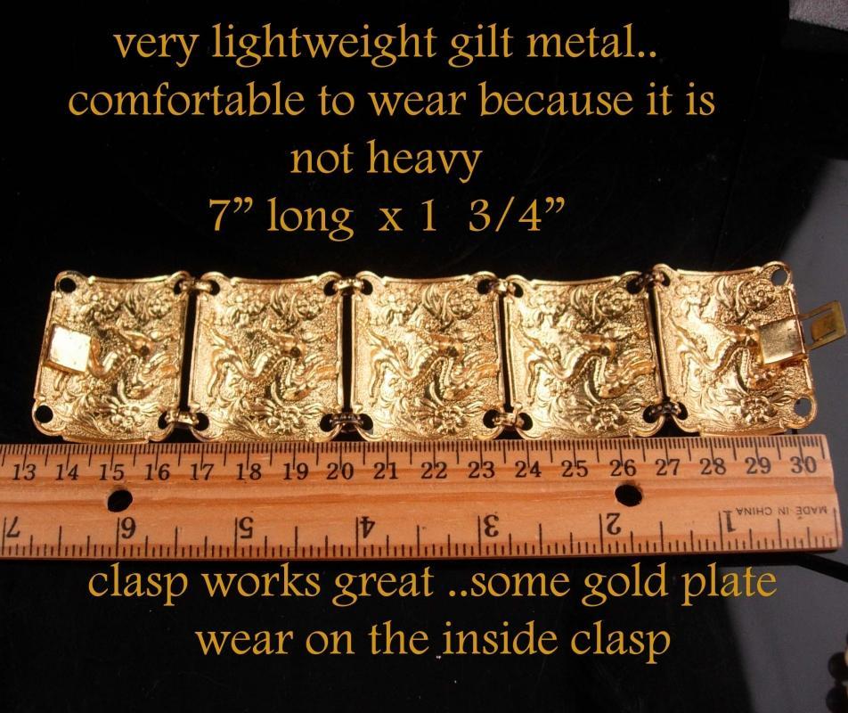 Exotic Dragon Bracelet - Medieval cuff - gold & black - mythical jewelry