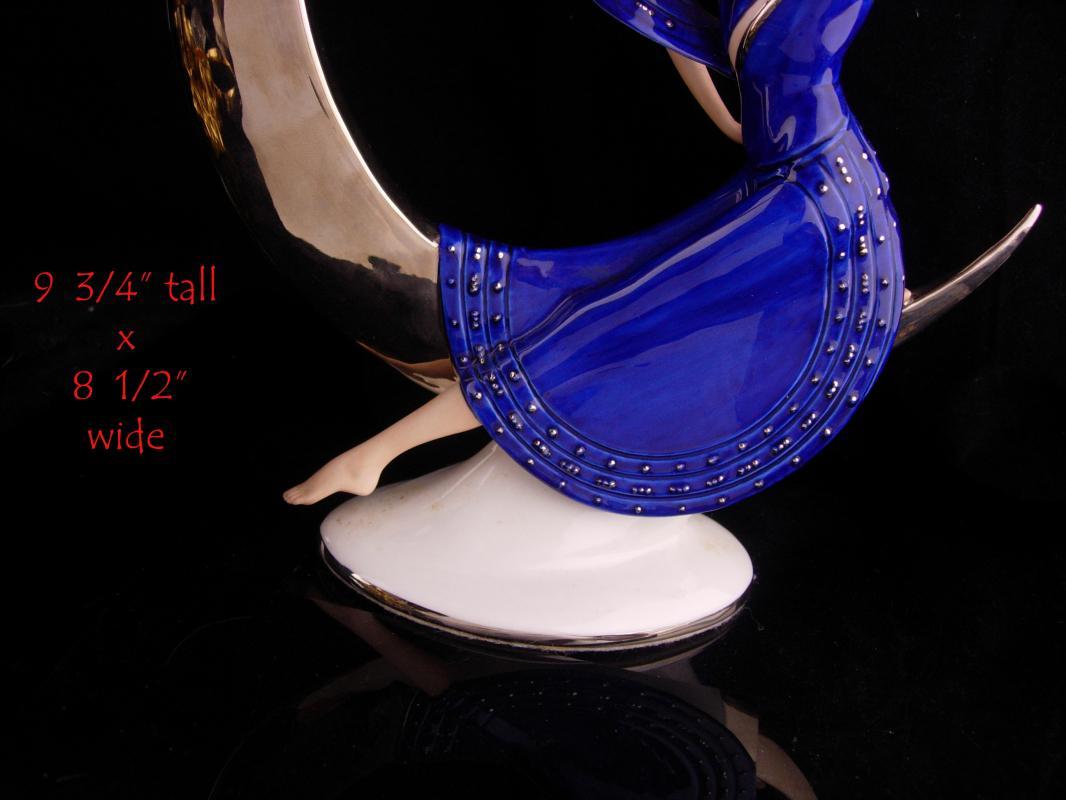 Erotic art deco statue - exotic Erte Moon sculpture -  Vintage Goddess statue - Mantle sculpture - signed art - Victoria Oldham