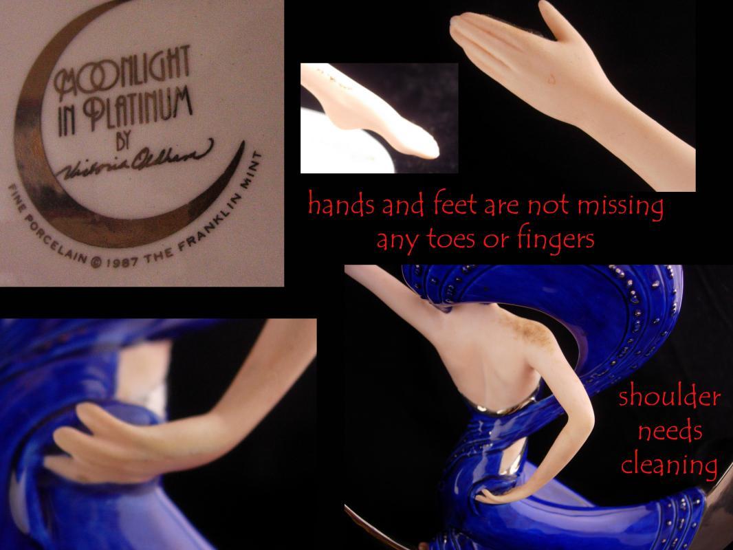 Erotic art deco statue - exotic Erte Moon sculpture -  Vintage Goddess statue - Mantle sculpture - signed art - Victoria Oldham