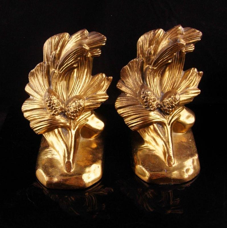 Vintage Pine Cone Bookends - Signed set - PMC-86- housewarming Thank you gift - figural book end set