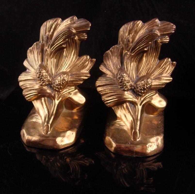 Vintage Pine Cone Bookends - Signed set - PMC-86- housewarming Thank you gift - figural book end set