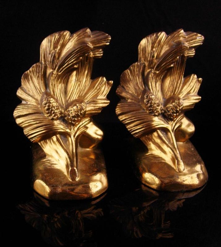 Vintage Pine Cone Bookends - Signed set - PMC-86- housewarming Thank you gift - figural book end set