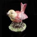 Enamel Bird Box - pink rhinestone trinket box - ring case - jewellery box - hinged bird box
