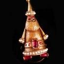 Vintage Hollycraft Brooch - Christmas tree santa claus - rhinestone pin - estate jewelry - holiday jewelry - figural brooch