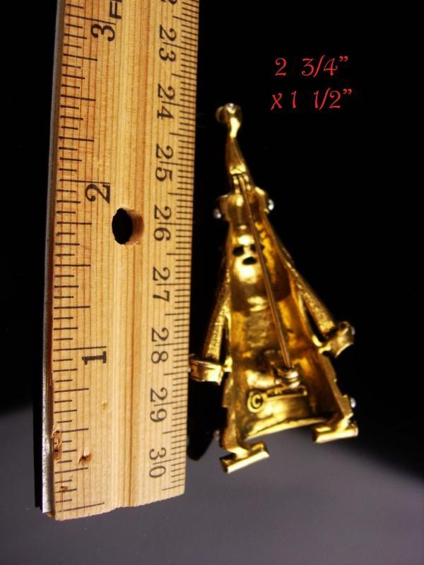 Vintage Hollycraft Brooch - Christmas tree santa claus - rhinestone pin - estate jewelry - holiday jewelry - figural brooch