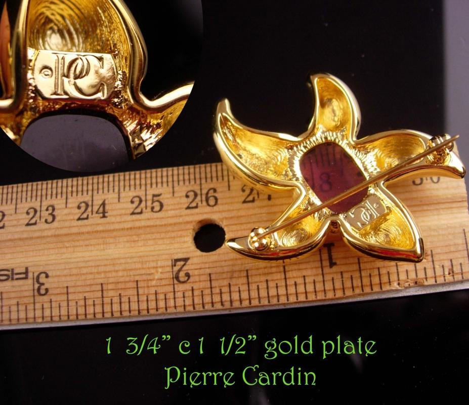 Rare Pierre Cardin STARFISH Brooch - vintage jelly belly turtle - couture jewelry - Nautical star - sea star - Religious Virgin Mary