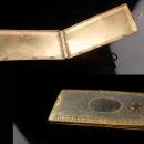 Vintage Art Deco Masonic stamp case - engine turned striping - vintage fraternal mason freemasonary fob case