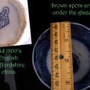 1800s English Staffordshire china - handless tea Cup - Antique flow blue - early Victorian