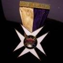 Antique Oddfellow medal - past commandant maltese cross - Jewel Knights Templar Fraternal Enamel masonic ribbon