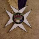 Antique Oddfellow medal - past commandant maltese cross - Jewel Knights Templar Fraternal Enamel masonic ribbon