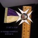 Antique Oddfellow medal - past commandant maltese cross - Jewel Knights Templar Fraternal Enamel masonic ribbon