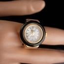 Vintage watch ring / metal gold plate stretch band / works great - Digits Bonetto - size 5 to 7
