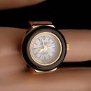 Vintage watch ring / metal gold plate stretch band / works great - Digits Bonetto - size 5 to 7