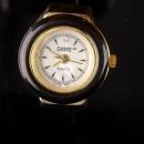 Vintage watch ring / metal gold plate stretch band / works great - Digits Bonetto - size 5 to 7