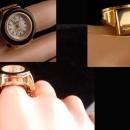 Vintage watch ring / metal gold plate stretch band / works great - Digits Bonetto - size 5 to 7