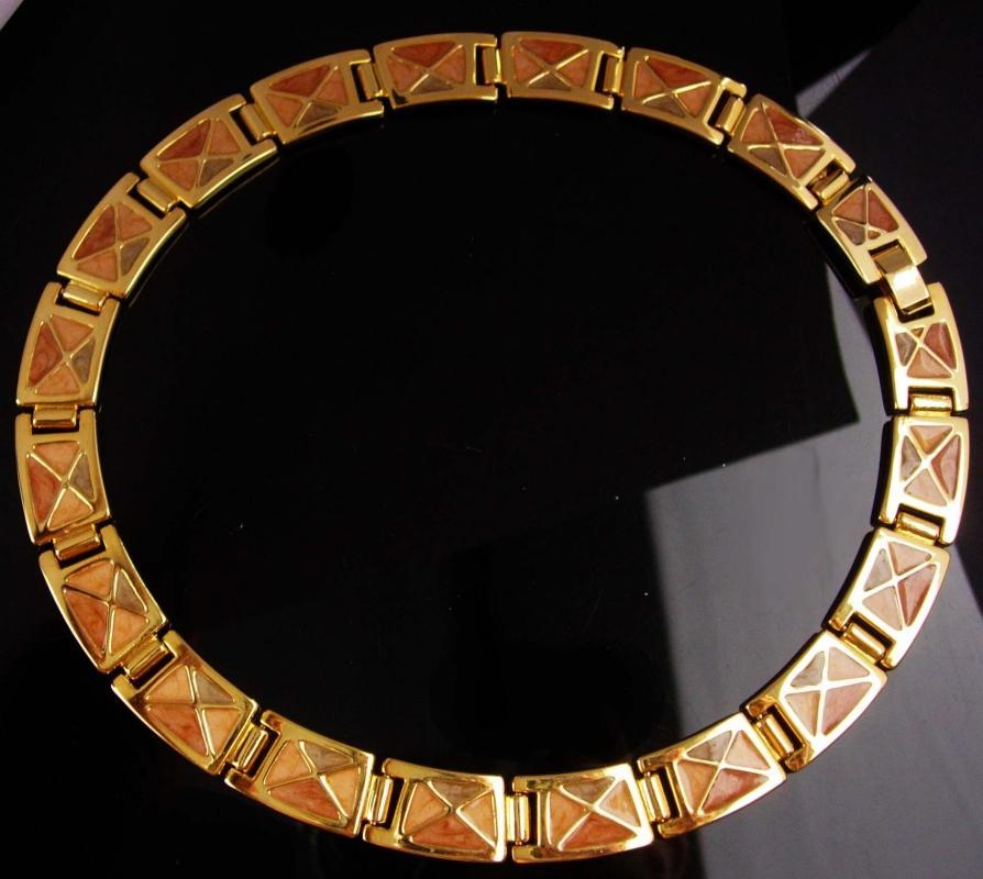 Vintage Cleopatra necklace - gold & Enamel statement collar - Goddess jewelry - hinged necklace
