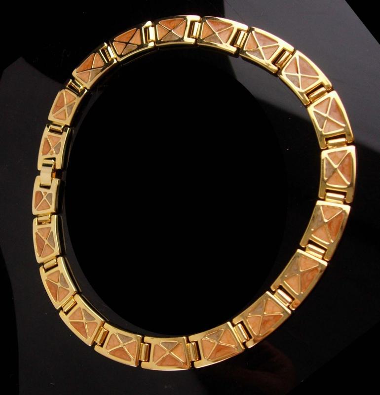 Vintage Cleopatra necklace - gold & Enamel statement collar - Goddess jewelry - hinged necklace