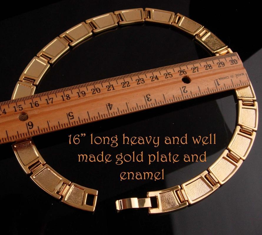 Vintage Cleopatra necklace - gold & Enamel statement collar - Goddess jewelry - hinged necklace