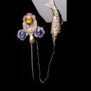 Antique Chinese Stickpin -victorian hand - jointed good luck fish charm - lapel fob pin - Vintage  hair pin -estate jewelry