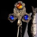 Antique Chinese Stickpin -victorian hand - jointed good luck fish charm - lapel fob pin - Vintage  hair pin -estate jewelry