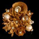 Vintage Miriam Haskell Brooch - Baroque glass pearls - double sided necklace clasp - estate jewelry - unsigned designer jewelry