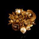 Vintage Miriam Haskell Brooch - Baroque glass pearls - double sided necklace clasp - estate jewelry - unsigned designer jewelry