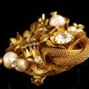 Vintage Miriam Haskell Brooch - Baroque glass pearls - double sided necklace clasp - estate jewelry - unsigned designer jewelry