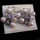 Vintage Statement jewelry - Monet Rhinestones earrings - Wedding jewelry - silver clip on - original card - flip comfort back