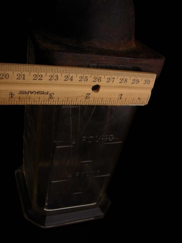 1878 egg beater - Antique Silver & Co. Glass Mixer - vintage crank handle - Brooklyn NY - flour and liquid measure