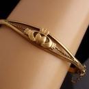 VINTAGE IRISH Claddagh bracelet - 14ct gold filled Irish - sweetheart gift - Ireland Celtic bangle -  Loyalty Friendship anniversary
