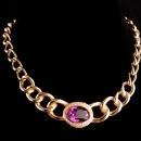 Vintage Christian Dior necklace - purple rhinestone earrings - 16