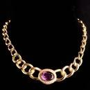 Vintage Christian Dior necklace - purple rhinestone earrings - 16