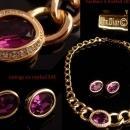 Vintage Christian Dior necklace - purple rhinestone earrings - 16