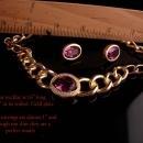 Vintage Christian Dior necklace - purple rhinestone earrings - 16