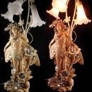 Huge Fairy Lamp - Glitzed out gothic - One of a KIND - HUGE vintage rhinestones - nymph wings - ooak light - tulip bulbs - 30