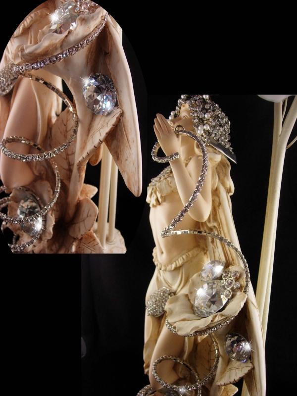 Huge Fairy Lamp - Glitzed out gothic - One of a KIND - HUGE vintage rhinestones - nymph wings - ooak light - tulip bulbs - 30