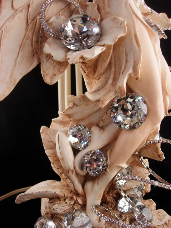 Huge Fairy Lamp - Glitzed out gothic - One of a KIND - HUGE vintage rhinestones - nymph wings - ooak light - tulip bulbs - 30