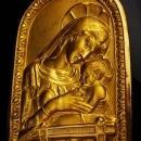 Vintage Russian Icon - religious Virgin Mary WALL madonna plaque -russian gold plate - Victorian cherub -Ornate Christian Catholic gift