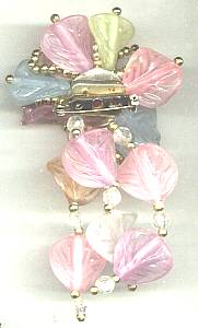 Brooch/C.1980 Pastel Colored Floral W/Dangles