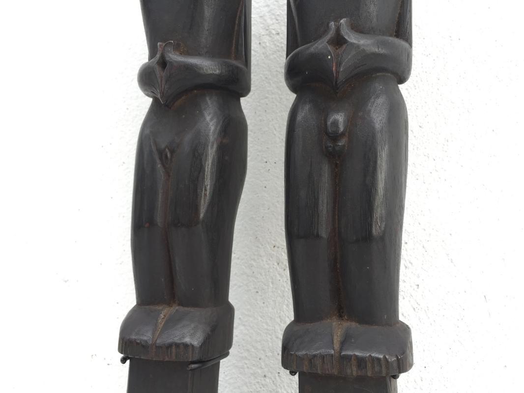 1 PAIR OLD BATAK FETILITY STATUE Ancestral Couple Facial Image Icon Indonesia