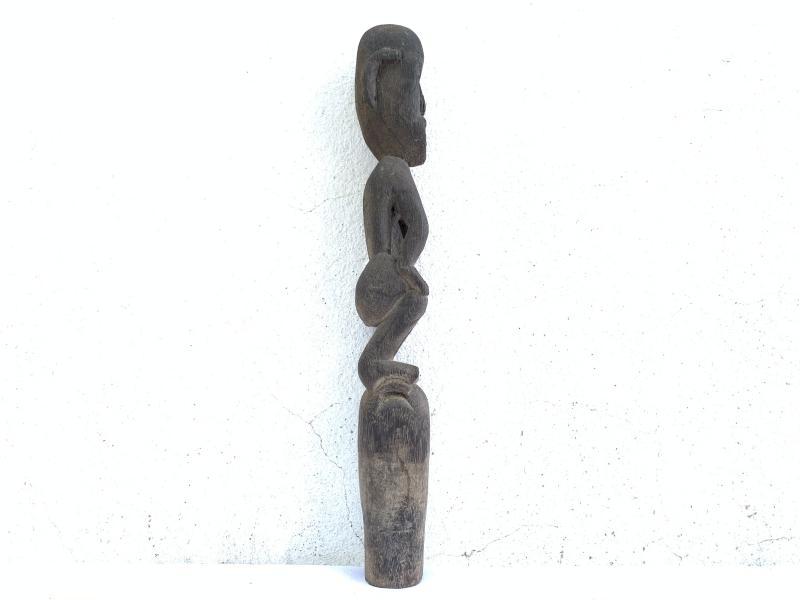 GUARDIAN POLE 410mm ANTIQUE Tribal Statue Handmade Sculpture Dayak Eroded Primitive Figure Borneo