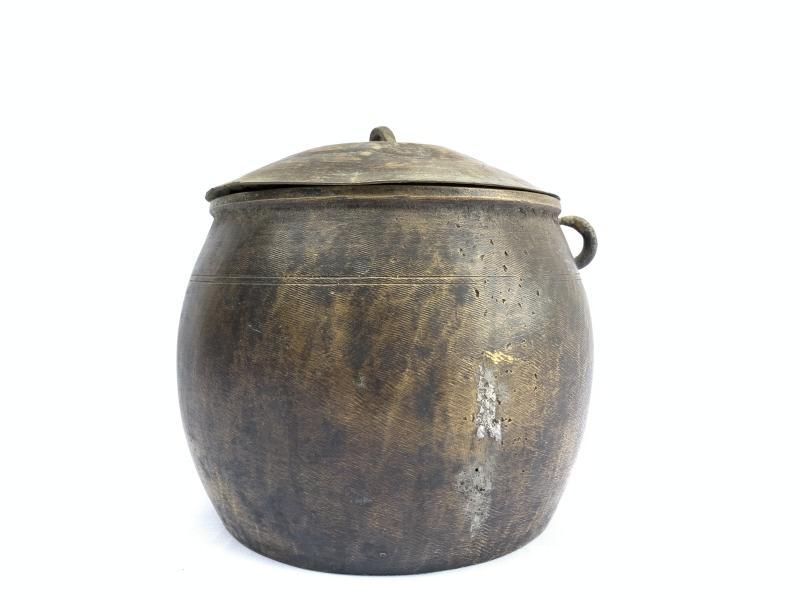 ANTIQUE RICE POT 170mm Borneo Brass Artifact Tribal Asia Native Asian Cooker Cauldron