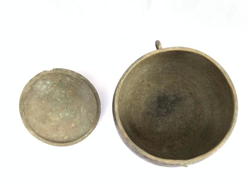 ANTIQUE RICE POT 170mm Borneo Brass Artifact Tribal Asia Native Asian Cooker Cauldron