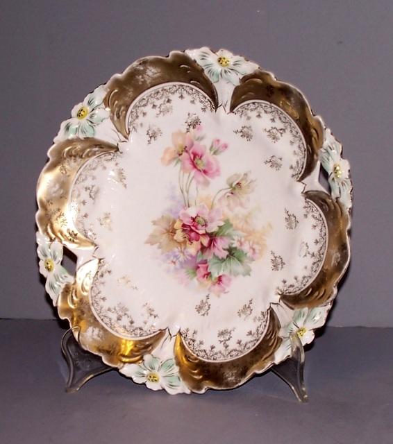 Vintage Cake Plate with Flowers