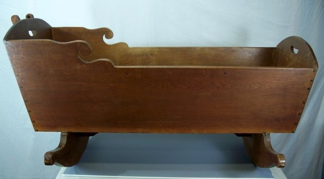 Victorian Walnut Rocking Baby Cradle