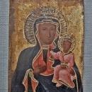 Antique Polish Painting Icon Of Black Black Madonna Of Czestochowa Queen of Poland 18th Century