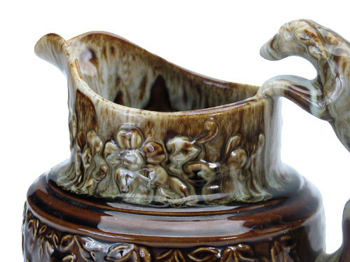 Harber Rockingham Brown Ware Hound Handle Pitcher